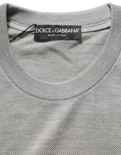 Dolce & Gabbana Gray Silk Crew Neck Short Sleeves T-shirt