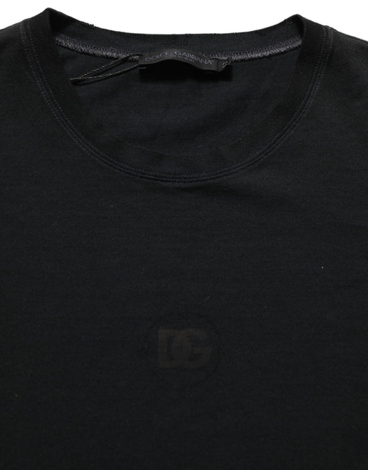 Dolce & Gabbana Black Cotton Short Sleeve Crew Neck T-shirt