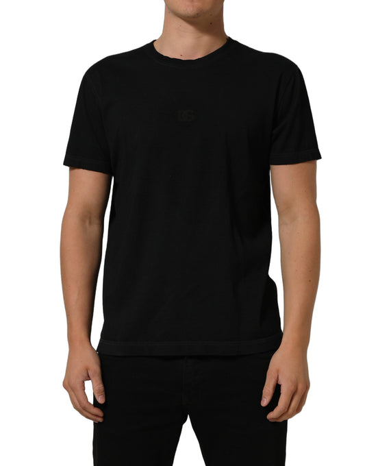 Dolce & Gabbana Black Cotton Short Sleeve Crew Neck T-shirt