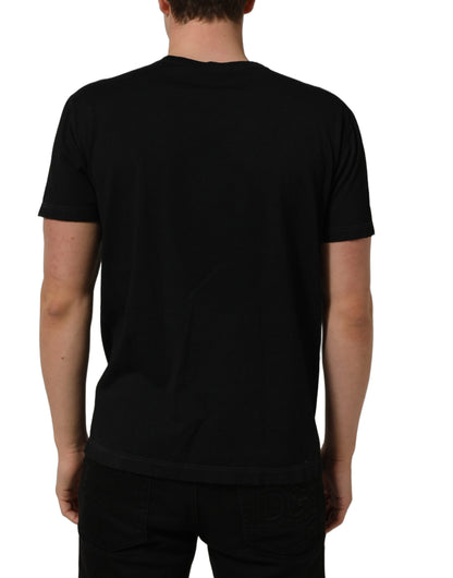 Dolce & Gabbana Black Cotton Short Sleeve Crew Neck T-shirt