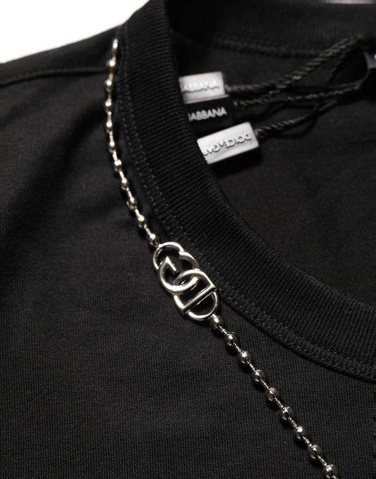 Dolce & Gabbana Black Dog Tag Short Sleeve CrewNeck T-shirt