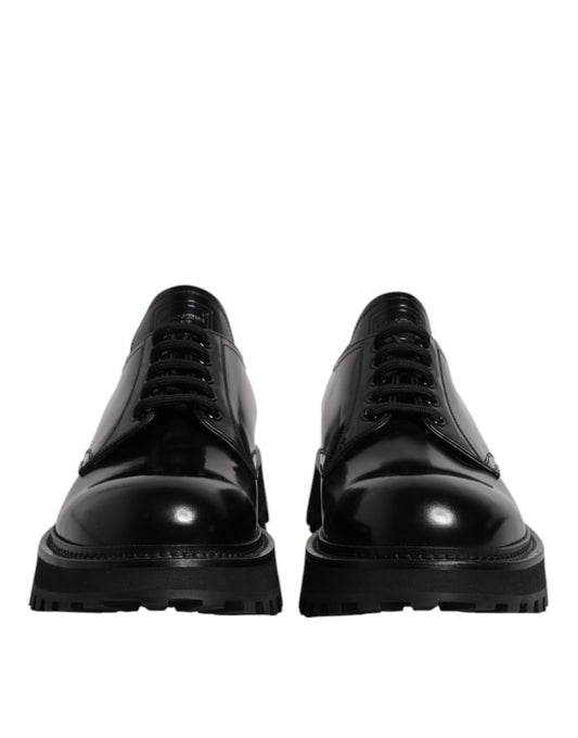Dolce & Gabbana Black Calf Leather Hi-Trekking Derby Shoes