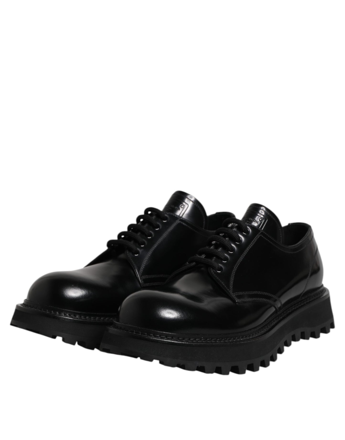 Dolce & Gabbana Black Calf Leather Hi-Trekking Derby Shoes