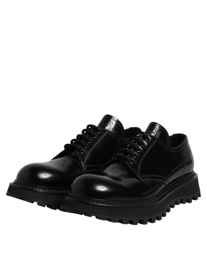 Dolce & Gabbana Black Calf Leather Hi-Trekking Derby Shoes