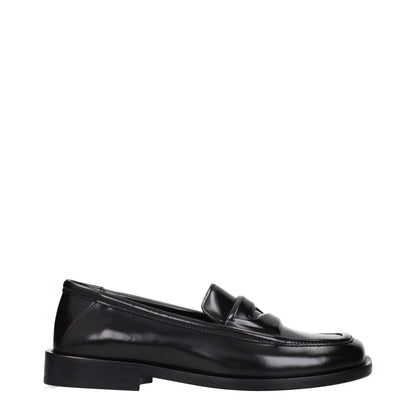 The Attico Black Leather Slip-On Loafers