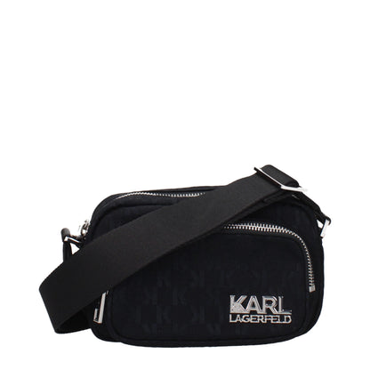 Karl Lagerfeld Black Fabric Crossbody Bag