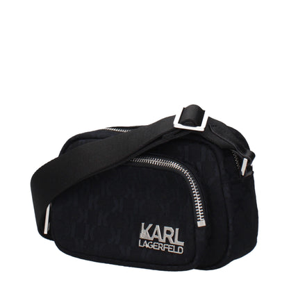 Karl Lagerfeld Black Fabric Crossbody Bag