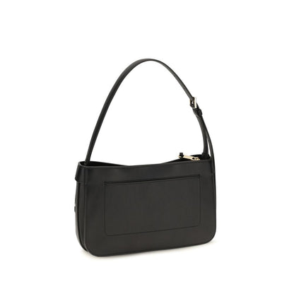 Ferragamo Black Calf Leather Bos Taurus Shoulder Bag