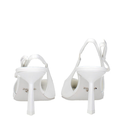 Prada White Leather High Heel Pumps