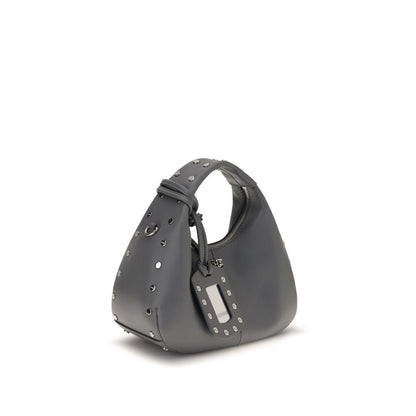Ganni Gray Leather Shoulder Bag