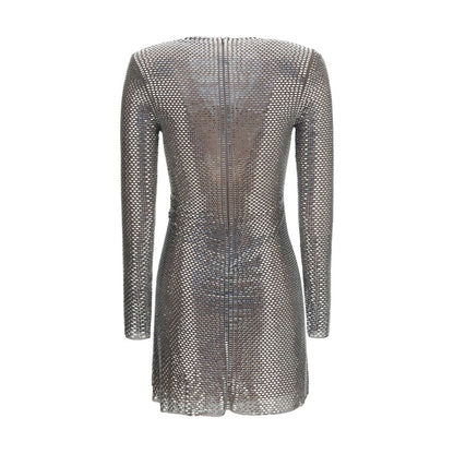 Self-Portrait Silver Polyester Cocktail Dress