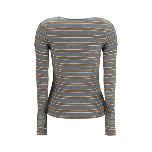 Ganni Gray Cotton Long Sleeve T-Shirt