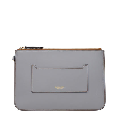 Burberry Gray Leather Clutch Bag