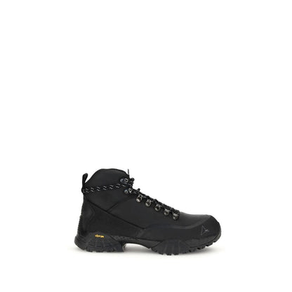 ROA Black Rubber Lace-Up Boots