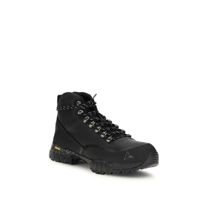 ROA Black Rubber Lace-Up Boots