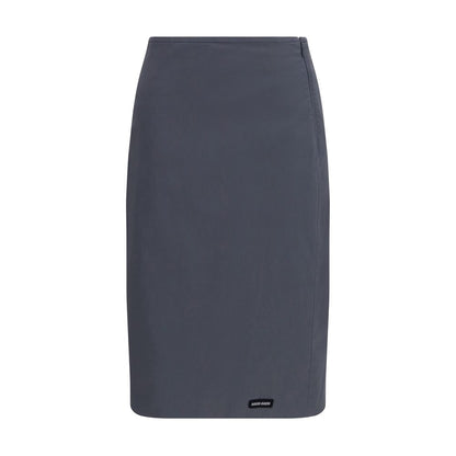 Miu Miu Gray Cotton Midi Skirt