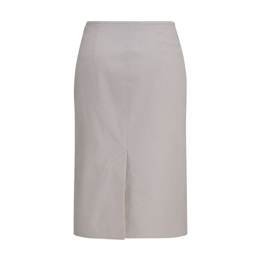 Miu Miu Gray Cotton Midi Skirt