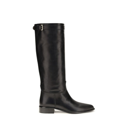 Prada Black Calf Leather Bos Taurus Ankle Boots