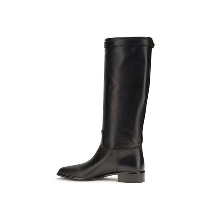 Prada Black Calf Leather Bos Taurus Ankle Boots