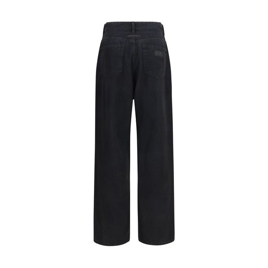 MM6 Black Cotton Straight-Leg Jeans