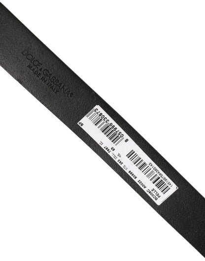 Dolce & Gabbana Black Classic Leather Silver Tone Buckle Belt