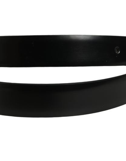 Dolce & Gabbana Black Leather Silver Tone Metal Buckle Belt