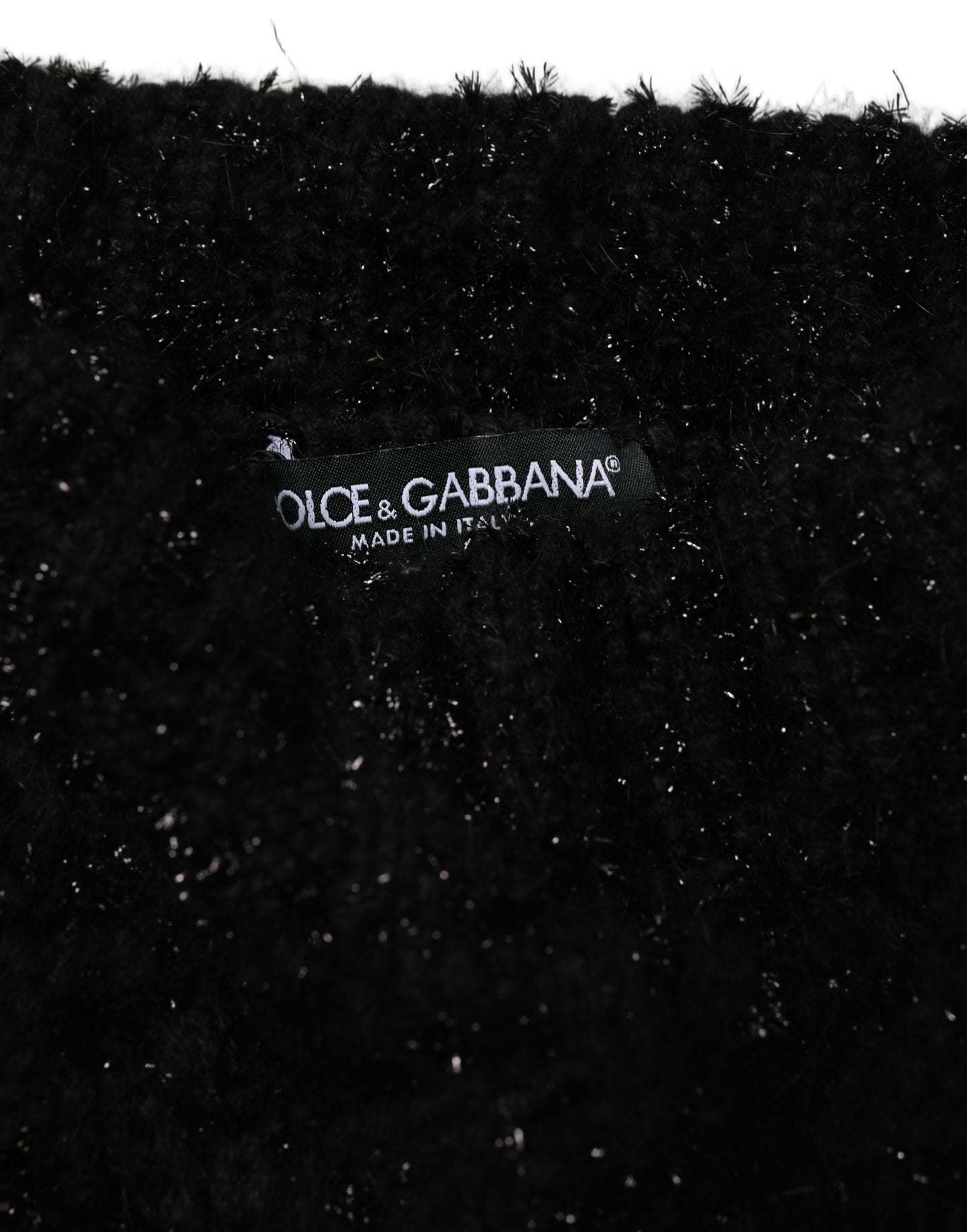 Dolce & Gabbana Men Black Cashmere Knitted Neck Warmer Scarf