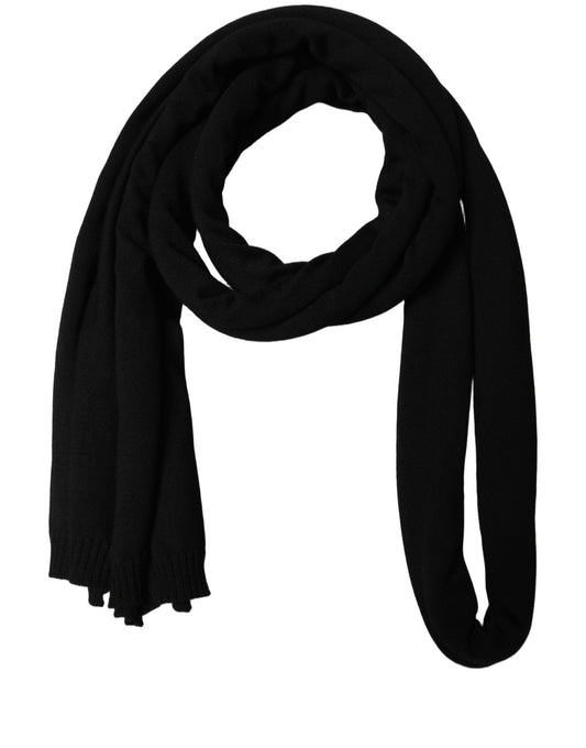 Dolce & Gabbana Men Black Wool Knitted Skinny Foulard Scarf