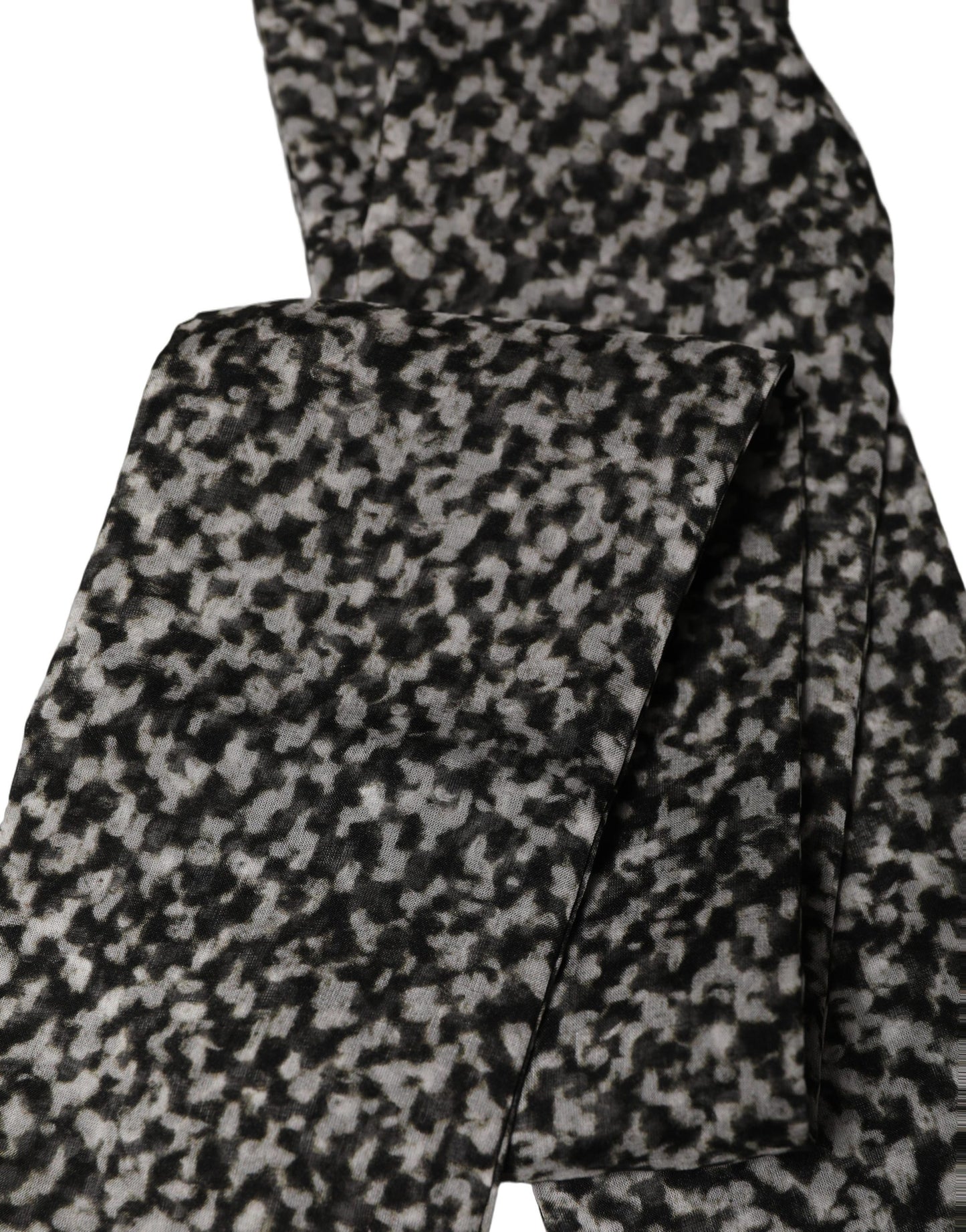Dolce & Gabbana Black White Herringbone Tweed Shawl Scarf