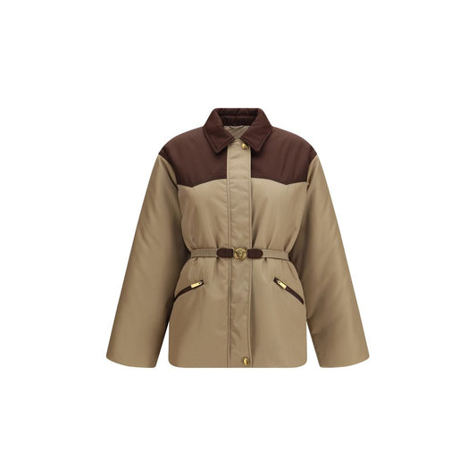Versace Beige Nylon Full-Length Jacket