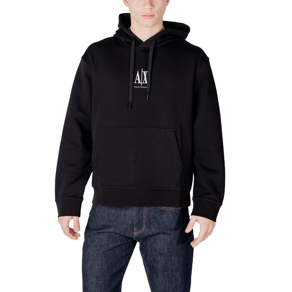 Armani Exchange Schwarzer Baumwoll-Kapuzenpullover