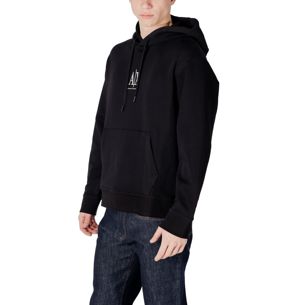 Armani Exchange Schwarzer Baumwoll-Kapuzenpullover