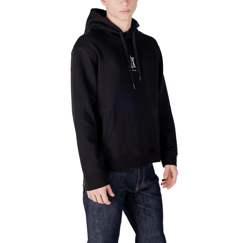 Armani Exchange Schwarzer Baumwoll-Kapuzenpullover