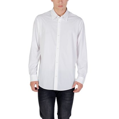 Armani Exchange Cream Elastane Dress Shirt