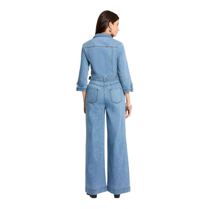 Morgan De Toi Light Blue Cotton Jumpsuit