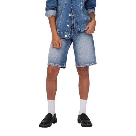 Only Blue Cotton Bermuda Shorts