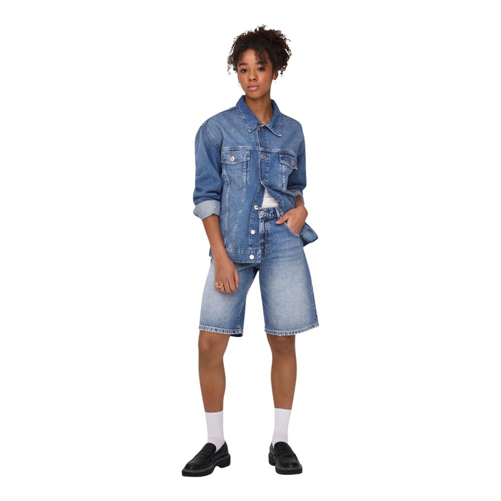 Only Blue Cotton Bermuda Shorts