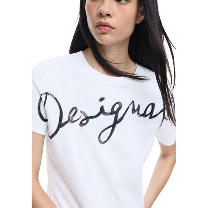 Desigual White Cotton T-Shirt