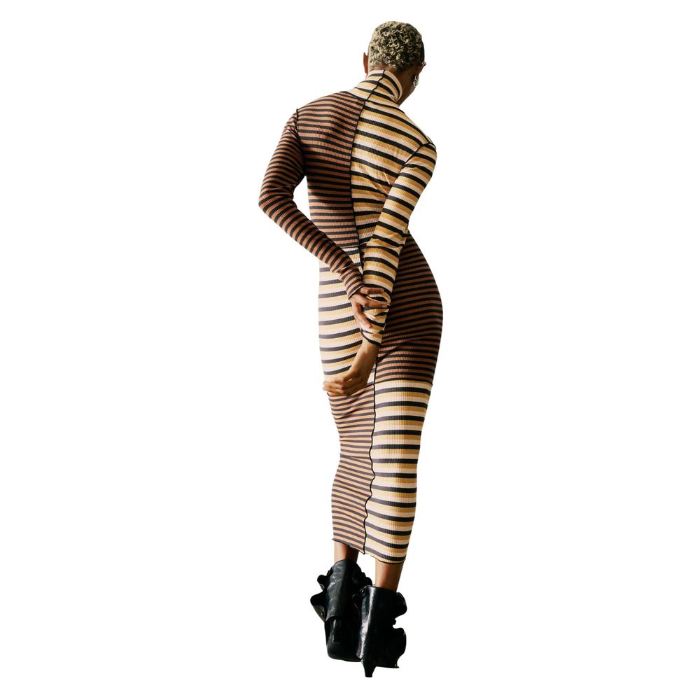 Desigual Brown Cotton Long Dress