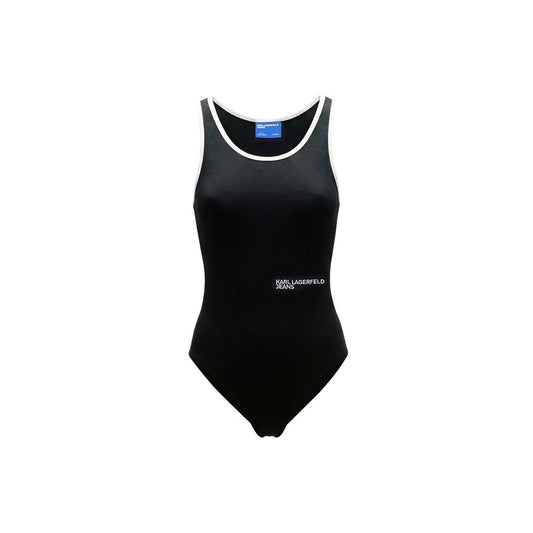 Karl Lagerfeld Black Cotton Bodysuit