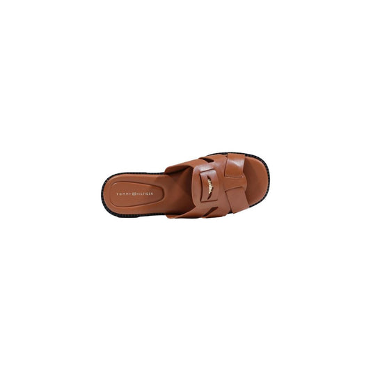 Tommy Hilfiger Brown Leather Flat Sandals