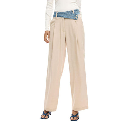 Desigual Beige Viscose Flared Pants