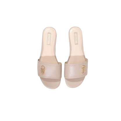 Liu Jo Beige Leather Flat Sandals