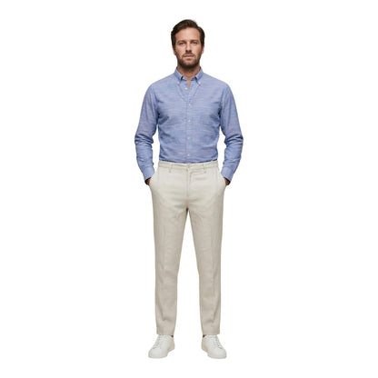Borghese White Linen Casual Pants
