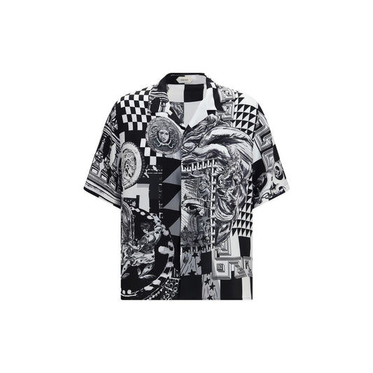 Versace Black Silk Pattern Shirt