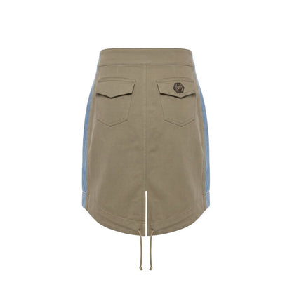 Philipp Plein Blue Cotton Women Skirt