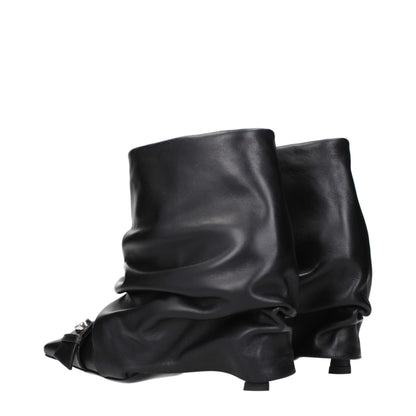 The Attico Black Leather Ankle Boots