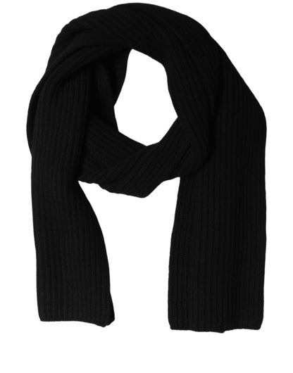 Dolce & Gabbana Men Black Wool Knitted Neck Shawl Scarf