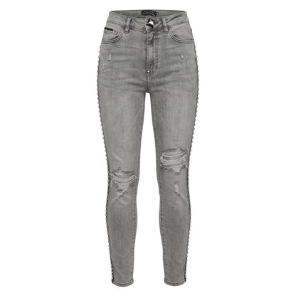 Philipp Plein Grey Cotton Women Pants