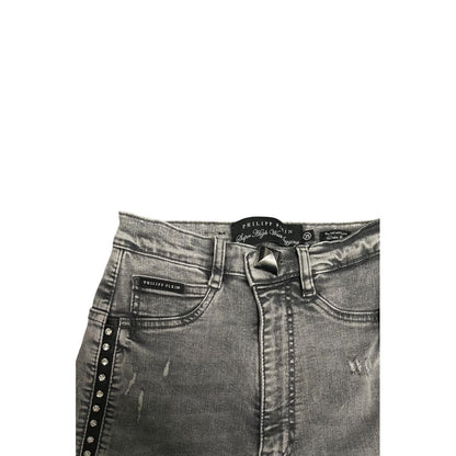 Philipp Plein Grey Cotton Women Pants